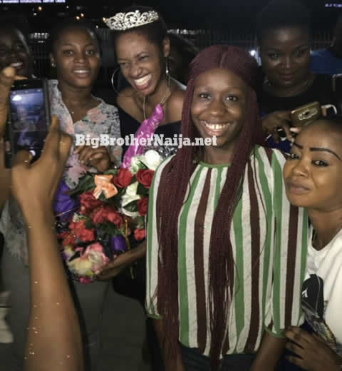 Evicted Housemates Ahneeka and Angel Arrive Back In Nigeria