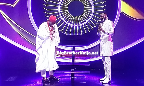 Prince Nelson Enwerem with Big Brother Naija Season 5 host Ebuka Obi-Uchendu on the live stage