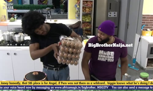Cross, Whitemoney and Emmanuel discover evicted Housemates groceries